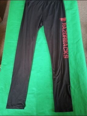 Black Leggings with Red "RAZORBACKS" Side Graphic Arkansas Razorbacks